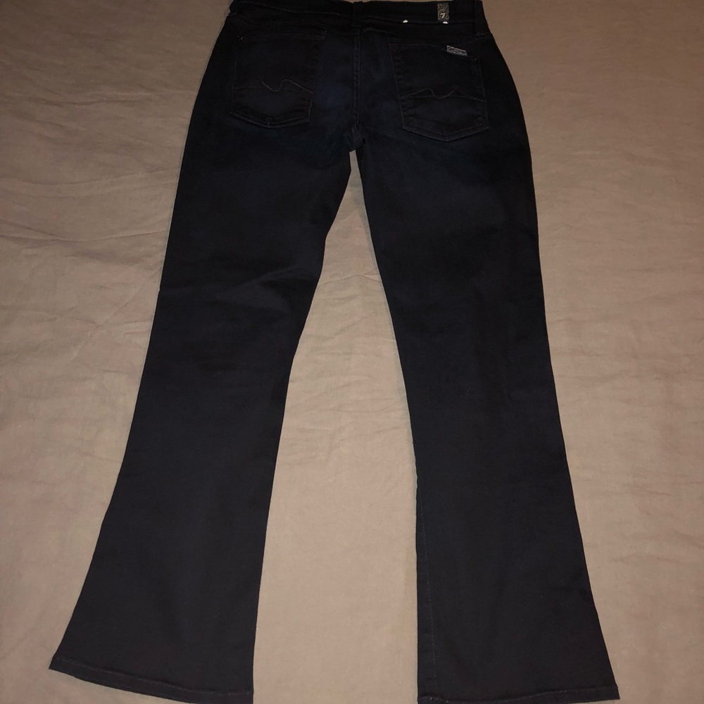 7 For All Mankind Crop Flare Dark Blue Jean 29 EUC - Picture 5 of 7